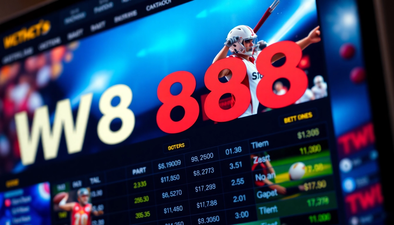 W88 online betting platform showcasing live odds and vibrant sports graphics for seamless user engagement.