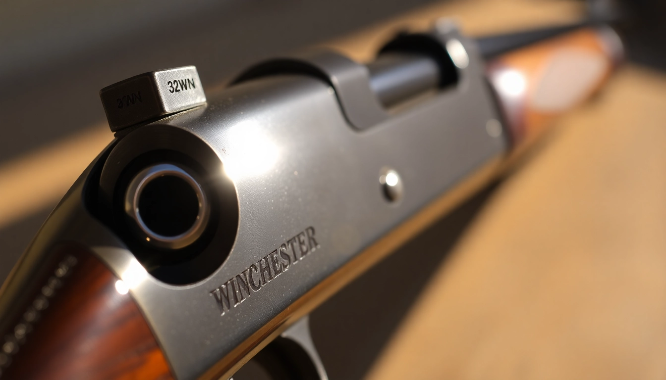 Detailed shot of a 32WIN rifle and cartridge, emphasizing craftsmanship and historical appeal for gun enthusiasts.