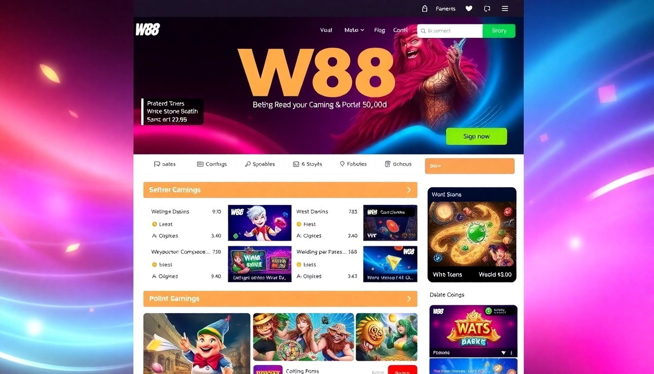 The W88 online betting platform with engaging interface and user-friendly navigation for seamless gambling experience