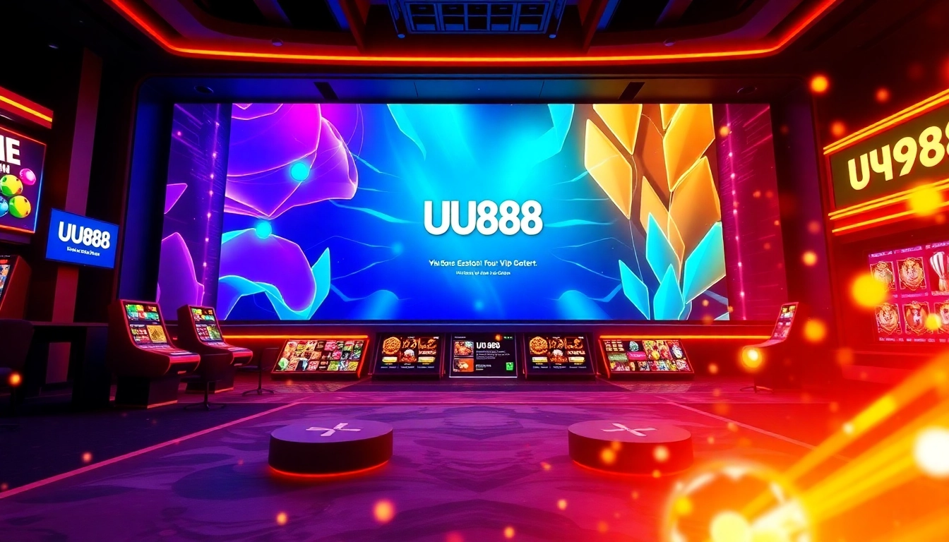 Engaging visual of UU88 online casino platform highlighting VIP features and fast transactions for a seamless gaming experience.