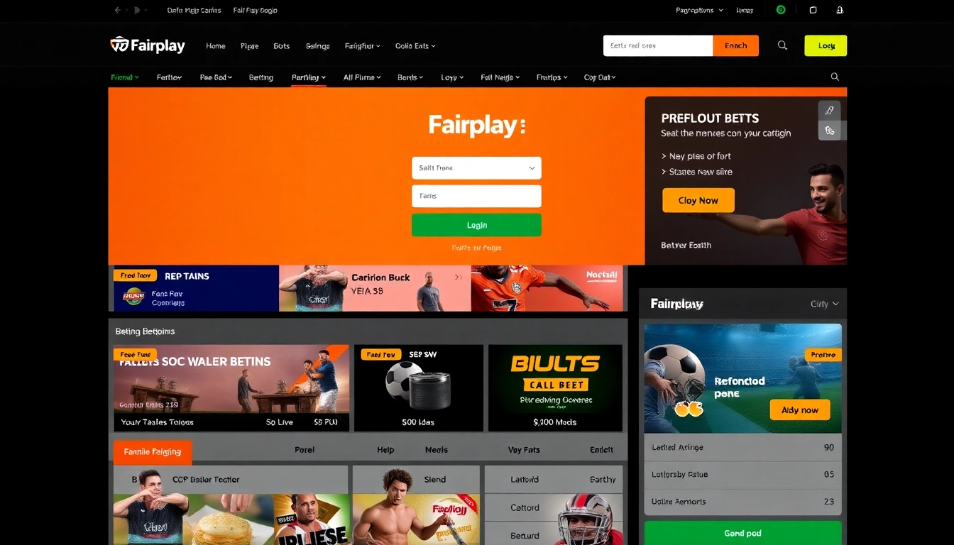 Fairplay online betting platform login screen with vibrant orange and black colors, emphasizing user interface and betting options for Indian users.