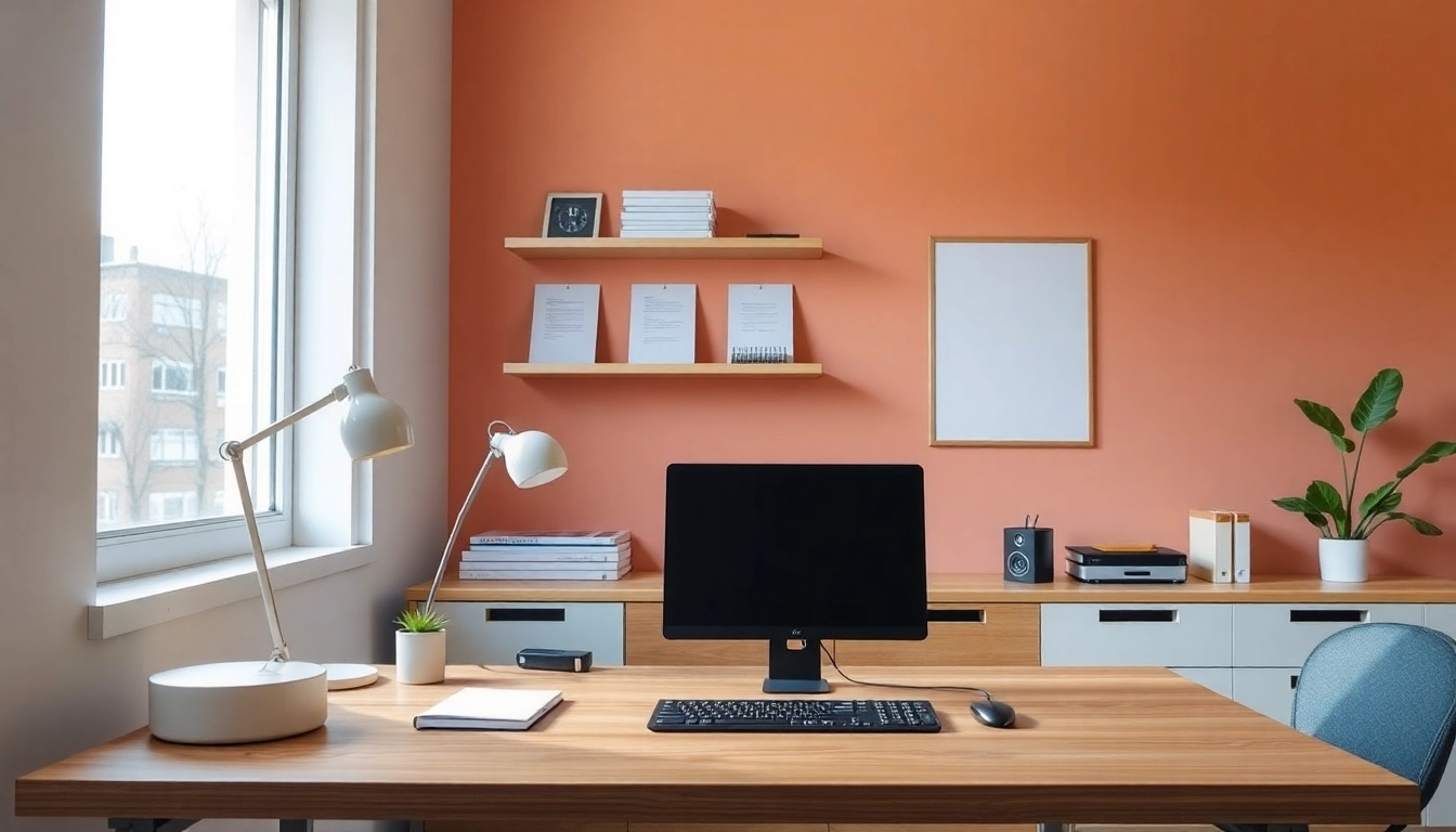 Showcase pieczątki firmowe in a modern office setting, enhancing business branding with crisp designs and vibrant colors.