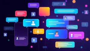 Engaging visual of chat application showing messaging exchanges and user interaction to