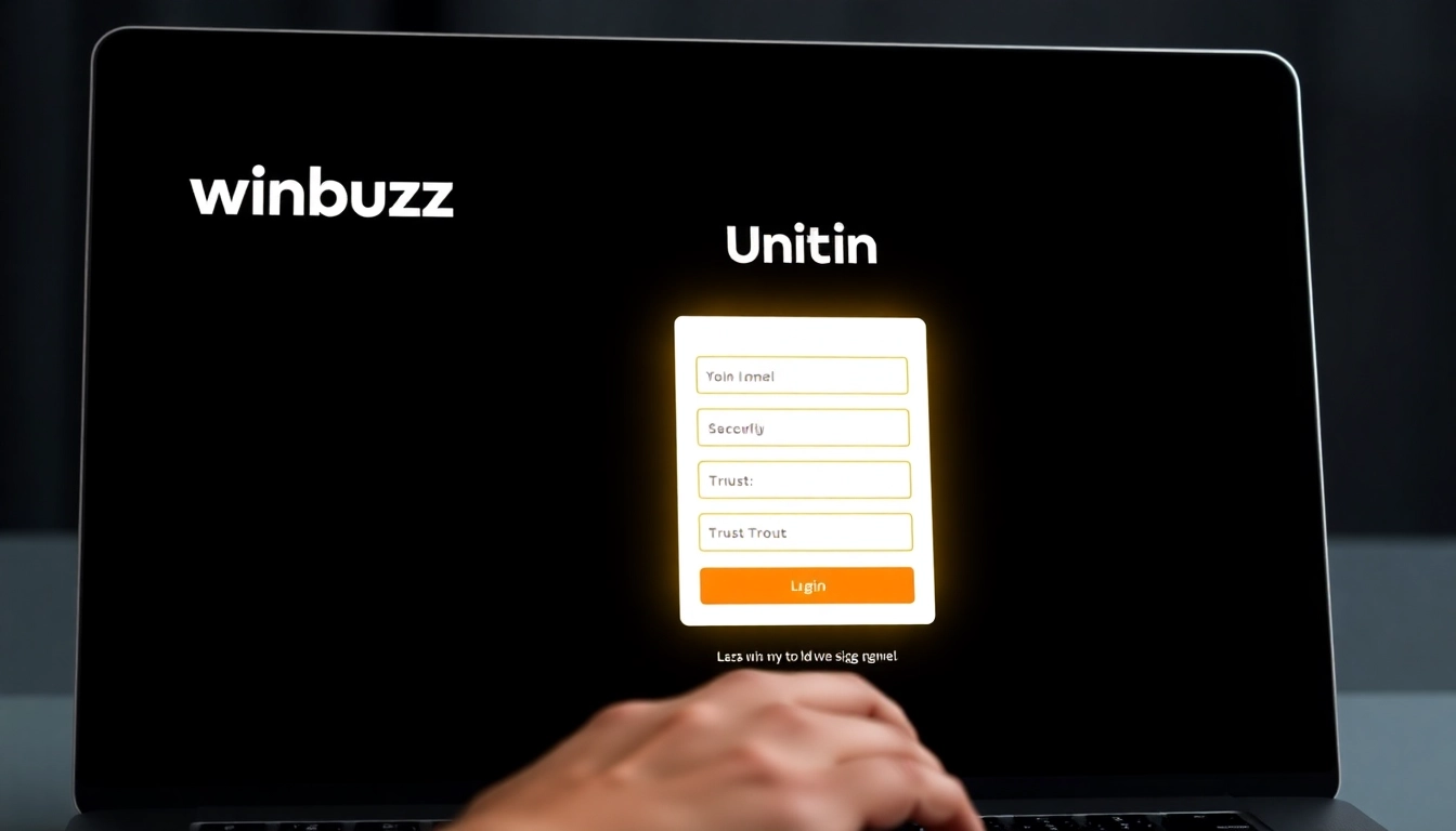Secure Winbuzz login interface displayed on a laptop, highlighting easy access to betting