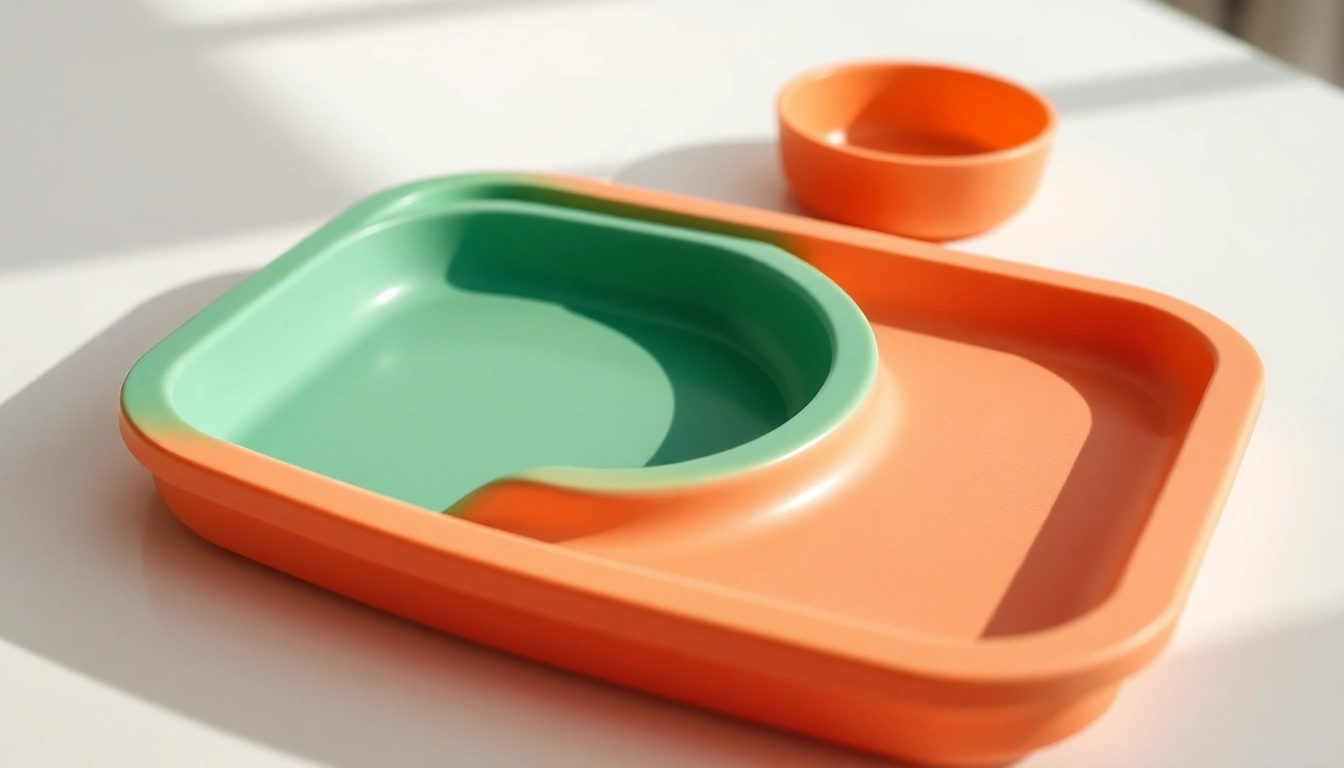 Display of safe silicone baby plates designed for children, emphasizing set pappa silicone