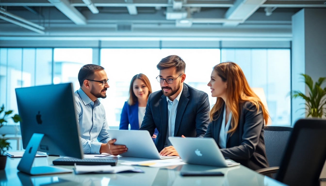 Expert comptable Casablanca team working digitally in a professional office environment to