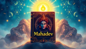 Mahadev book logo with divine Lord Shiva illustration and mystical elements for online betting
