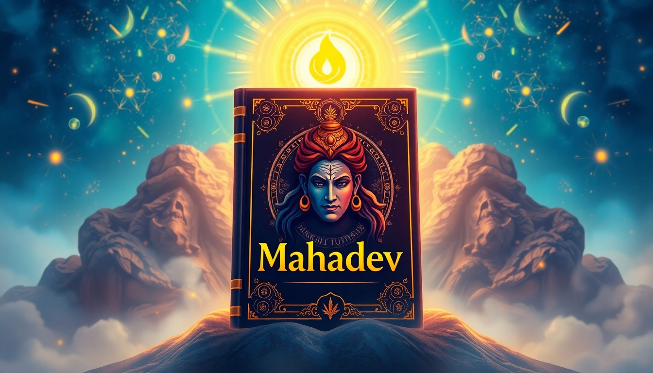 Mahadev book logo with divine Lord Shiva illustration and mystical elements for online betting