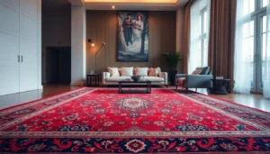Showcase of a beautiful Tappeto persiano Milano laying creatively in a stylish living room
